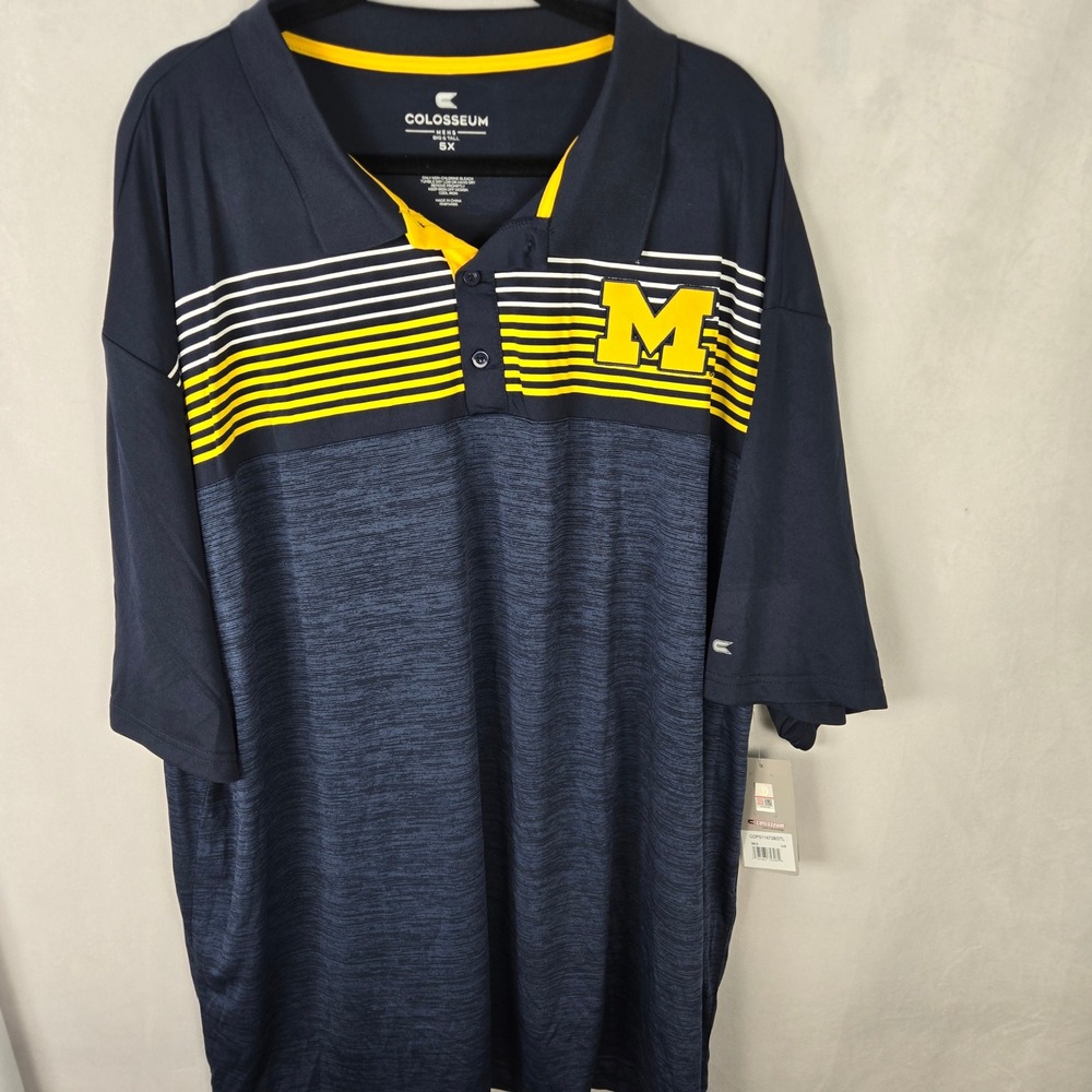 Michigan Wolverines Mens 5XL Polo Shirt Navy Blue Big & Tall Colosseum Football - Picture 5 of 10